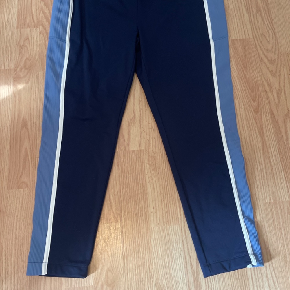 T By Talbots Indigo Blue Luxe Fleeceback Colorblock Full Length Leggings SizeXLP - Picture 5 of 11